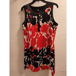 BCBG Maxazria Satin Sheath Dress Women's Large fully Lined Floral Sleeveless